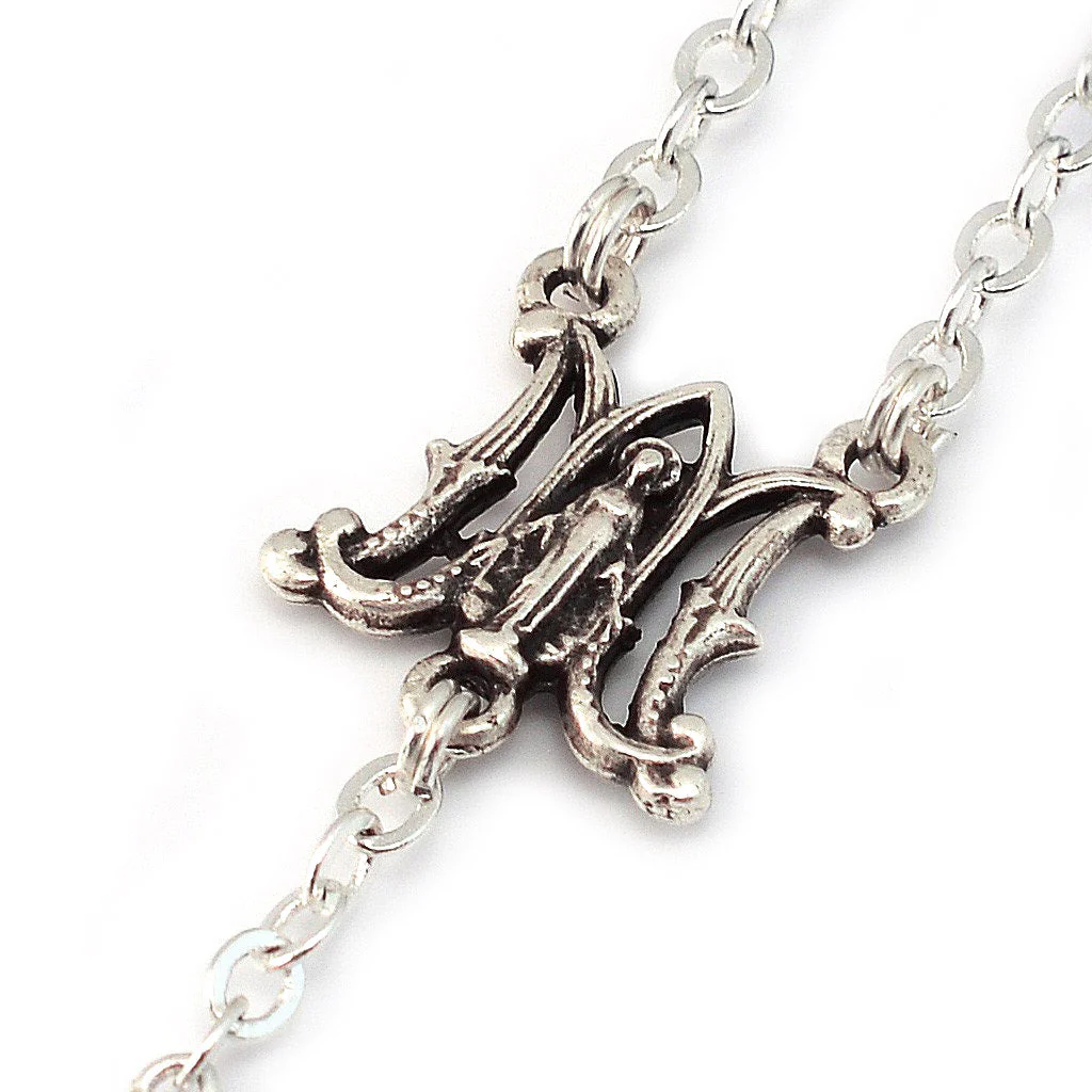 Annunciation Rosary, Silver & Bohemian Glass - Image 3