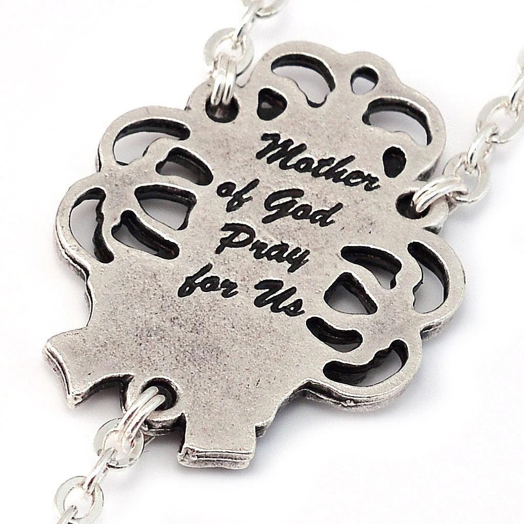 Mary's Motherly Love Collection Turquoise & Silver Rosary - Image 4