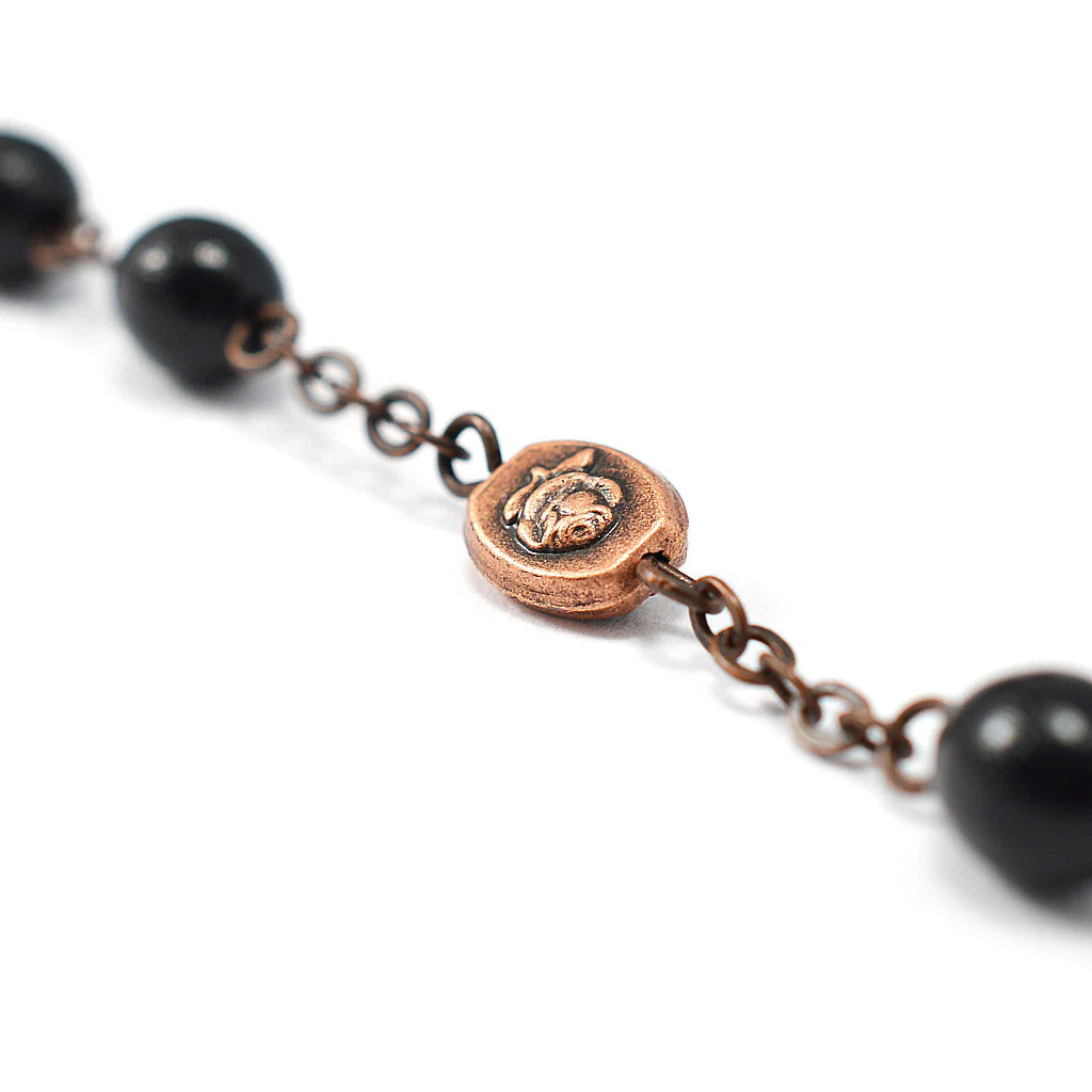 Our Lady of Fatima Rosary with Italian Wood Black Beads - Image 6