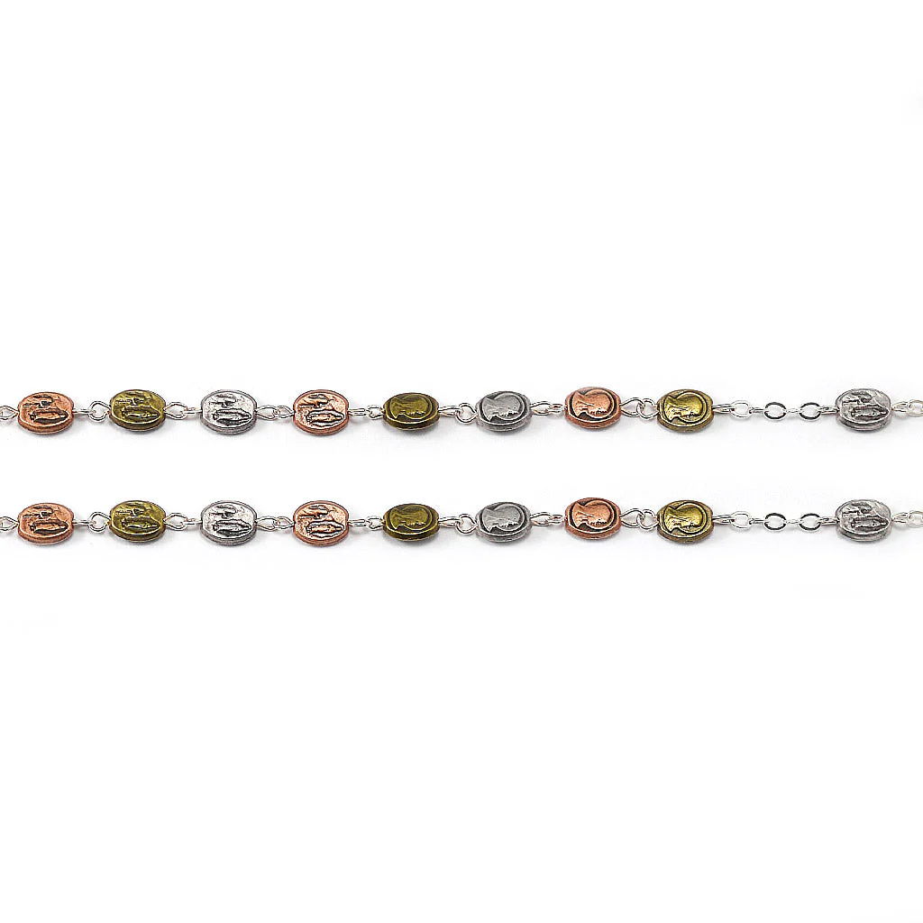 Our Lady of Lourdes 160th Anniversary Tricolor Medal Rosary - Image 8