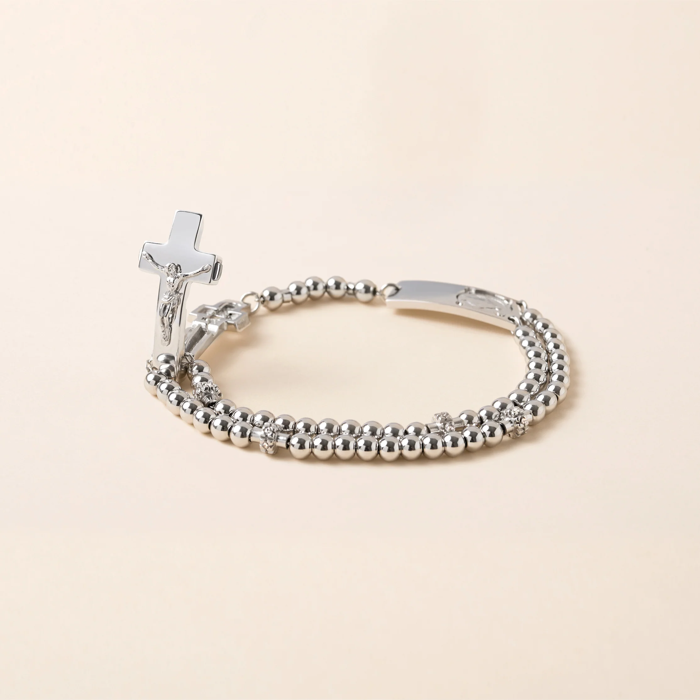 ROSALET® ROUND RHODIUM BEADS,  STERLING SILVER & PAVE PATER, TRADITIONAL - Image 3