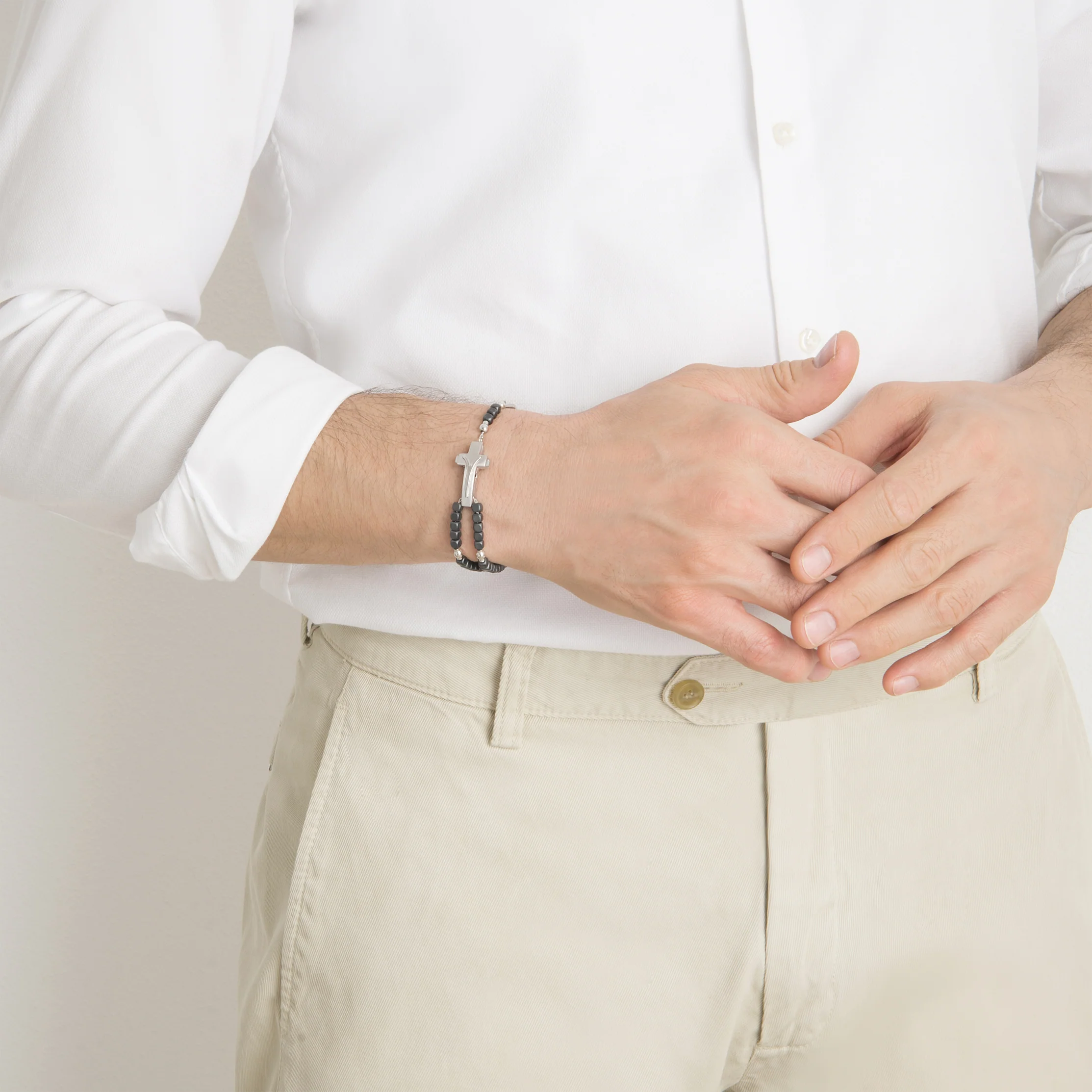 ROSALET® SQUARE MATTE HEMATITE BEADS, STERLING SILVER & ROUND PATER, MODERN - Image 5