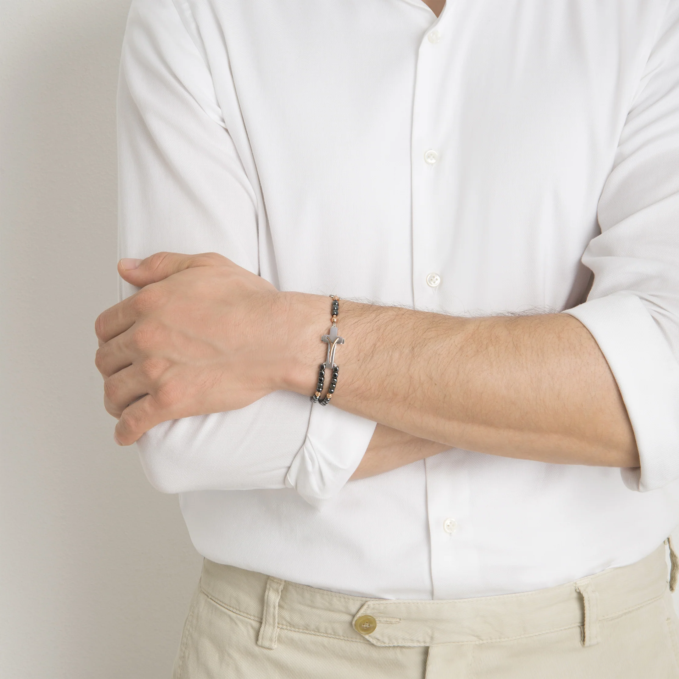 ROSALET® SQUARE POLISHED HEMATITE BEADS, STERLING SILVER & ROSE GOLD PATER, MODERN - Image 5