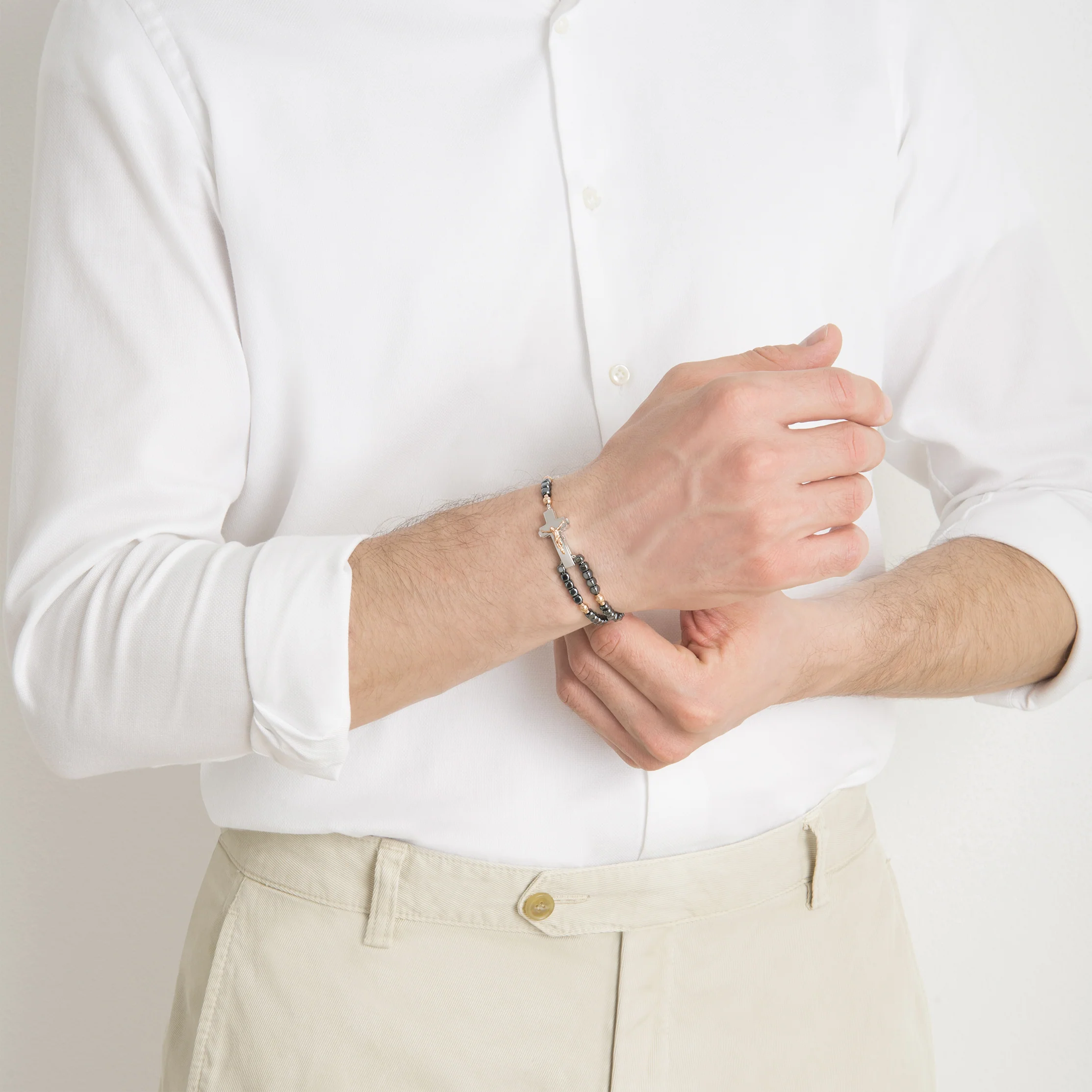 ROSALET® SQUARE POLISHED HEMATITE BEADS, STERLING SILVER & ROSE GOLD PATER, TRADITIONAL - Image 5