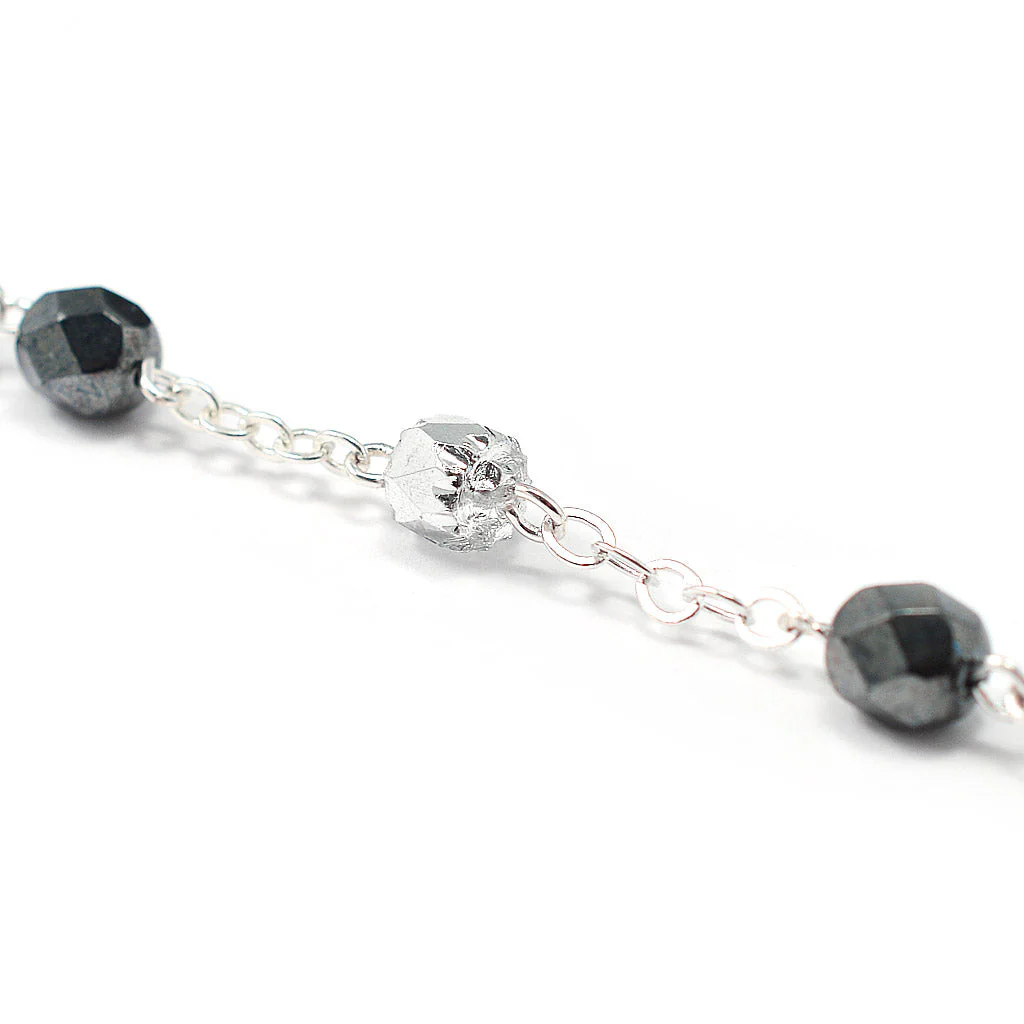 Rosaries for Men in Antique Silver with Faceted Beads - Image 6