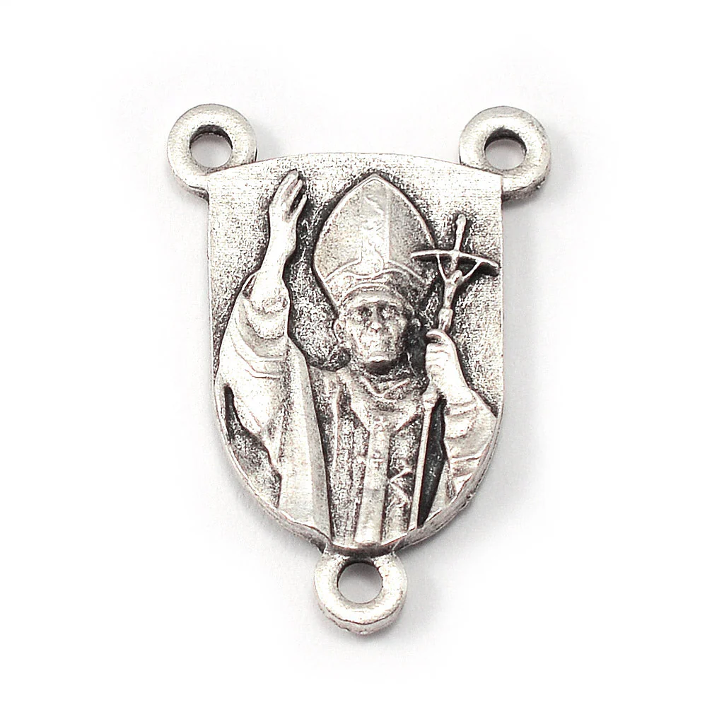 Saint John Paul II Rosary, Blush & Silver - Image 4