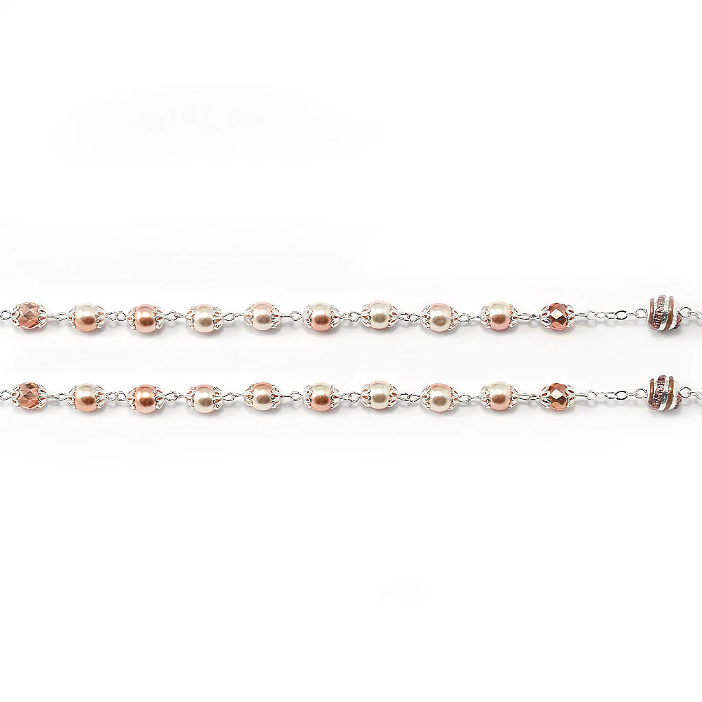 Saint John Paul II Rosary, Blush & Silver - Image 7