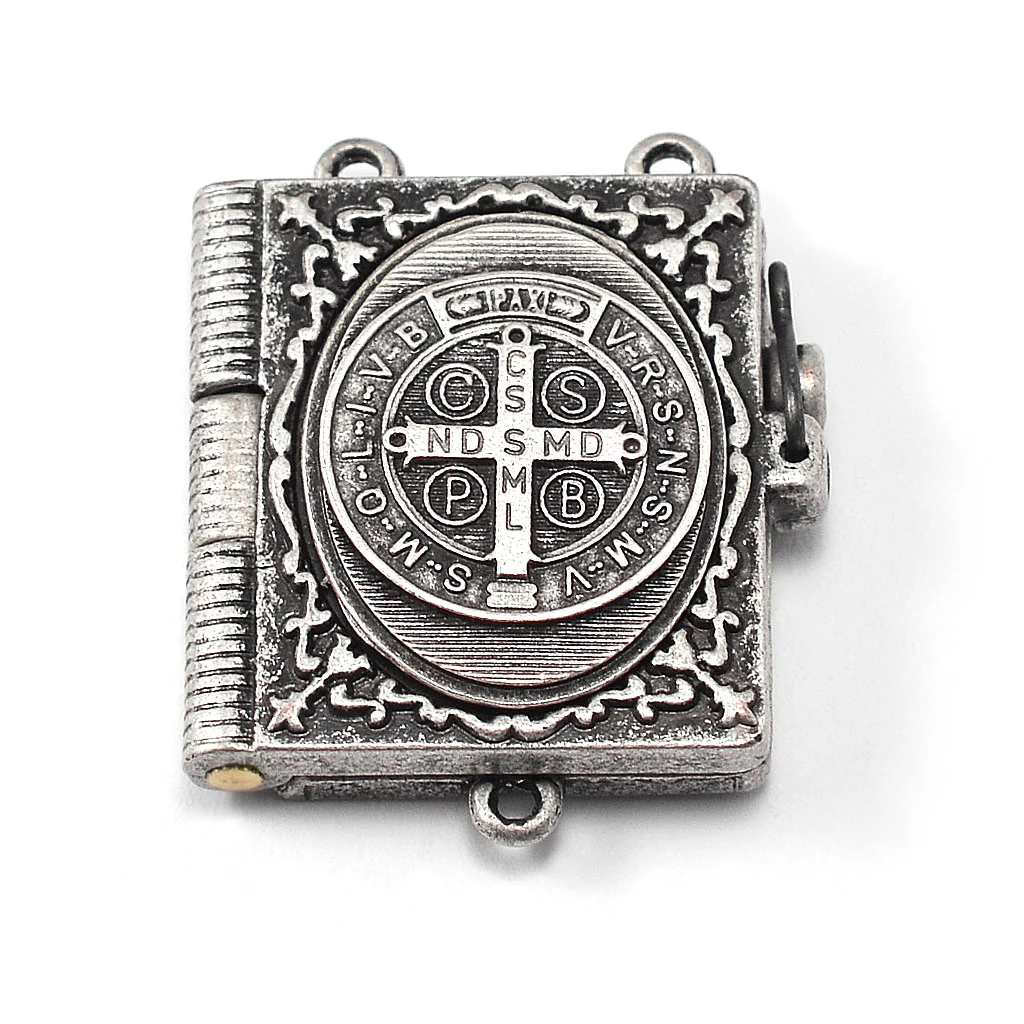 Saint Benedict Booklet Rosary, Italian Wood & Silver - Image 4