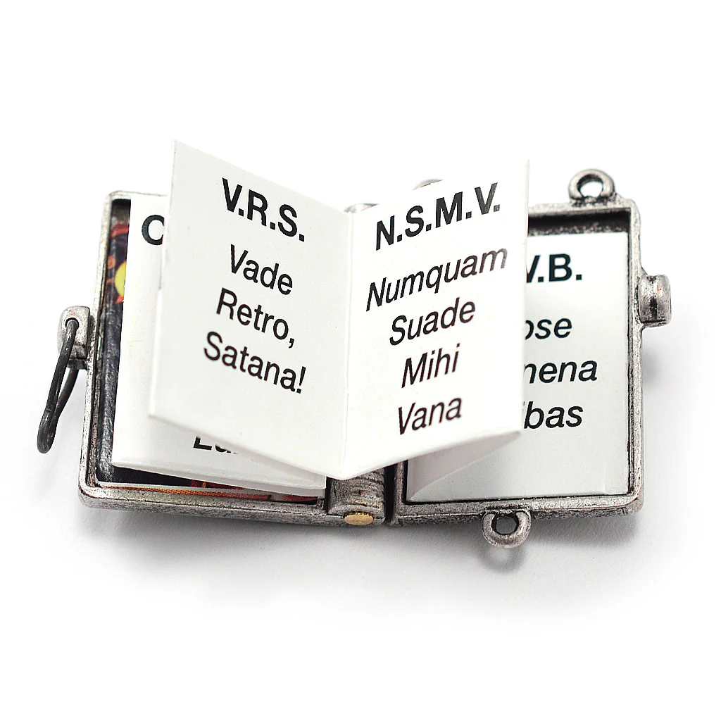 Saint Benedict Booklet Rosary, Italian Wood & Silver - Image 5