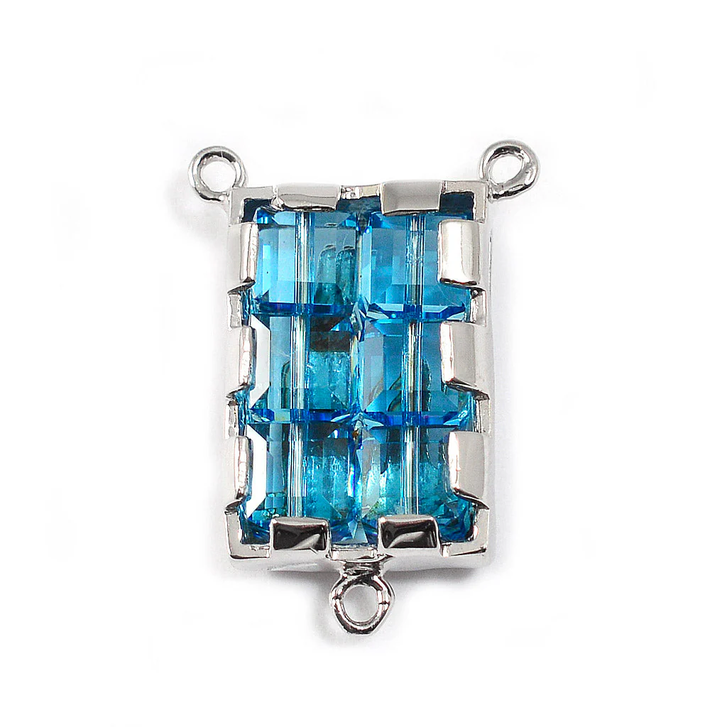 Aquamarine Crystal Lourdes Rosary with Sterling Silver - Image 5