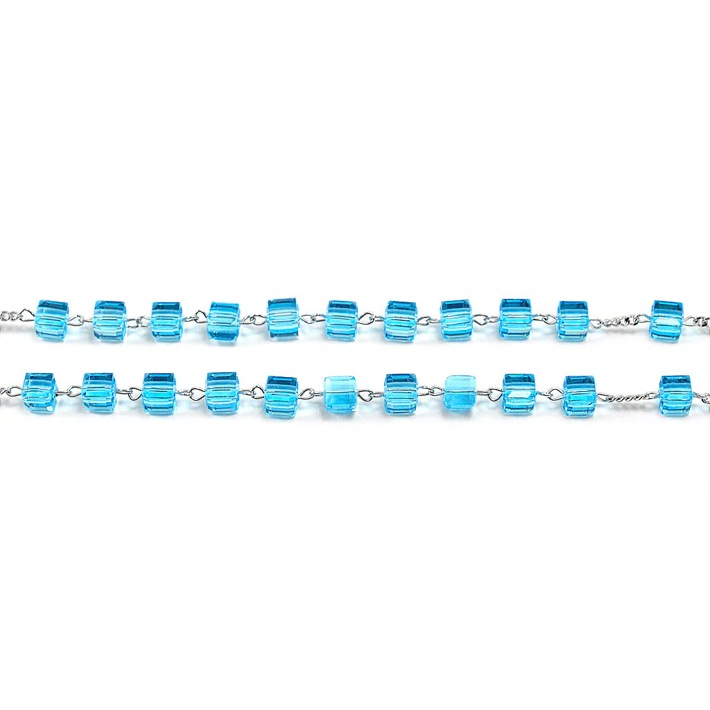 Aquamarine Crystal Lourdes Rosary with Sterling Silver - Image 6