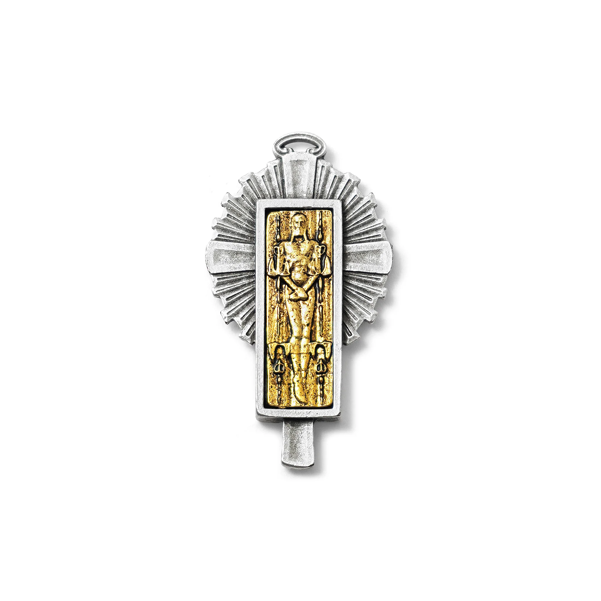 The Holy Shroud Rosary in Antique Silver & Gold - Image 3