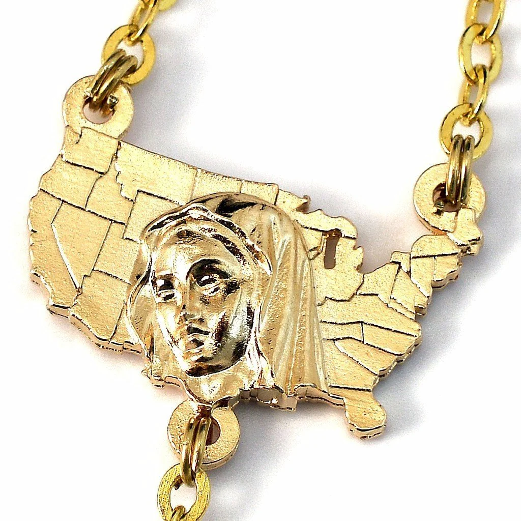 The USA Rosary in Gold Finish with 50 States Beads - Image 4