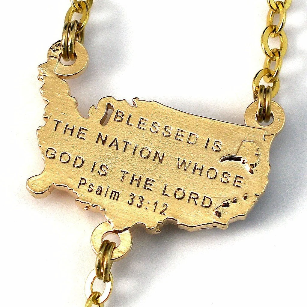 The USA Rosary in Gold Finish with 50 States Beads - Image 5
