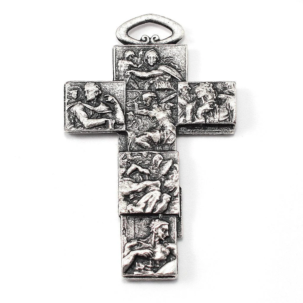 The Sistine Chapel Rosary in Silver with White Beads - Image 3
