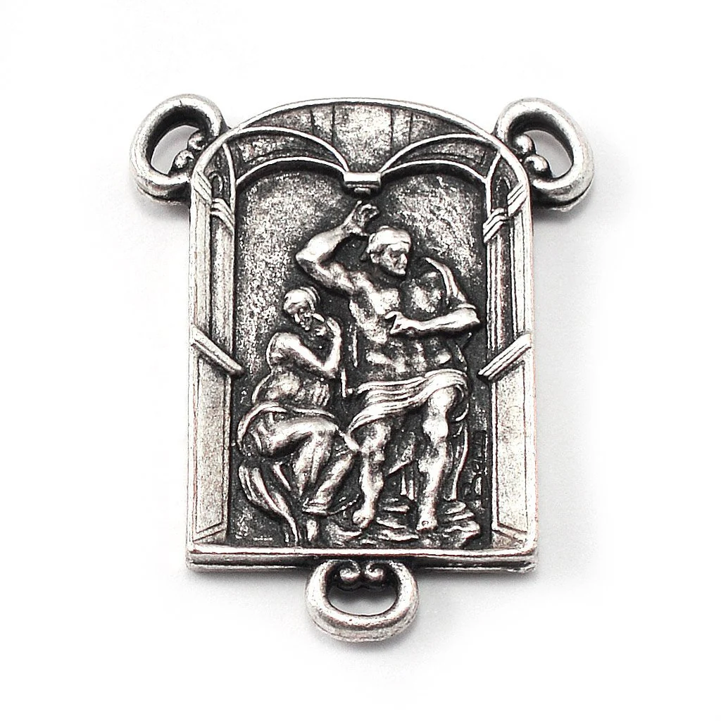 The Sistine Chapel Rosary in Silver with White Beads - Image 4