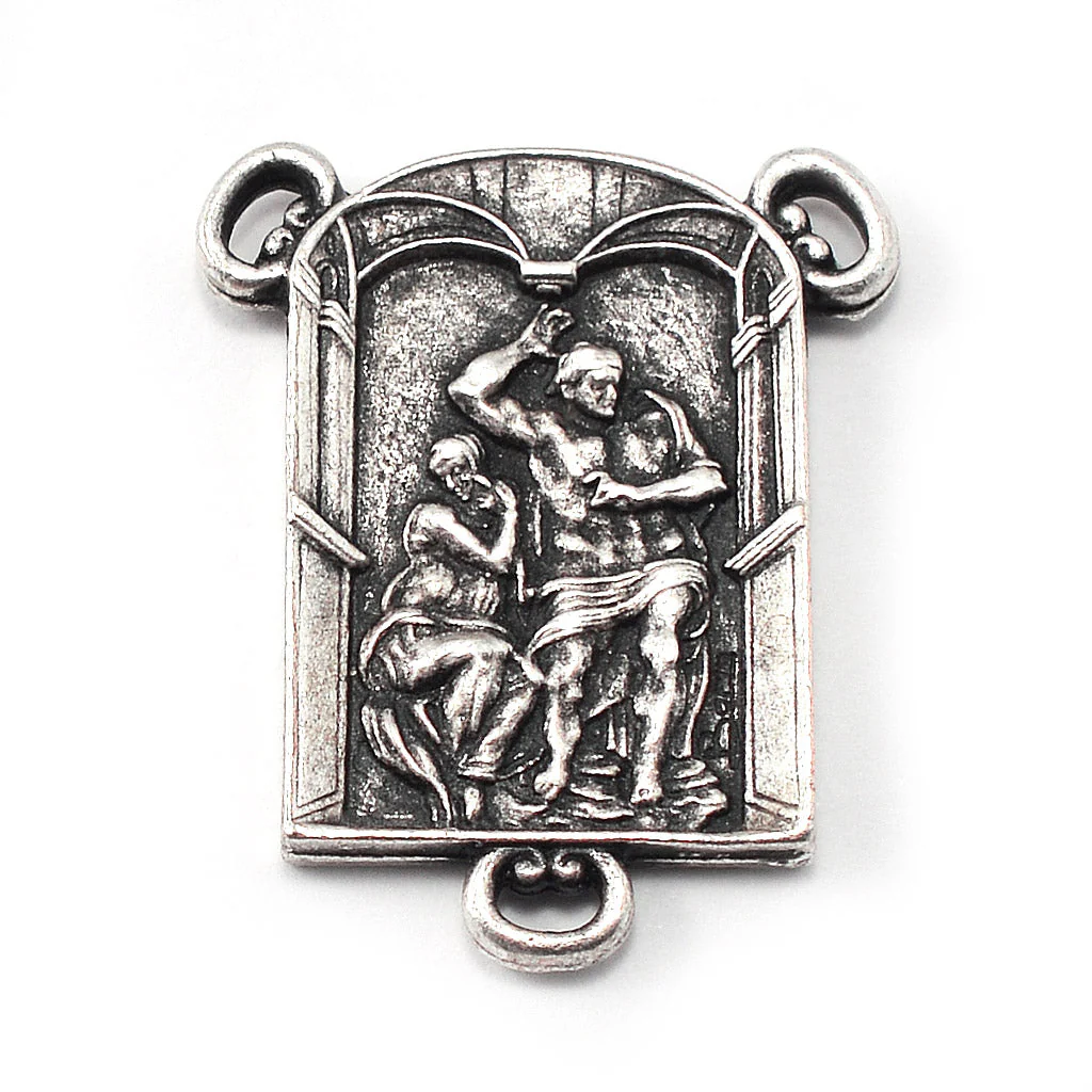 The Sistine Chapel Rosary in Silver with Black Crystal Beads - Image 4