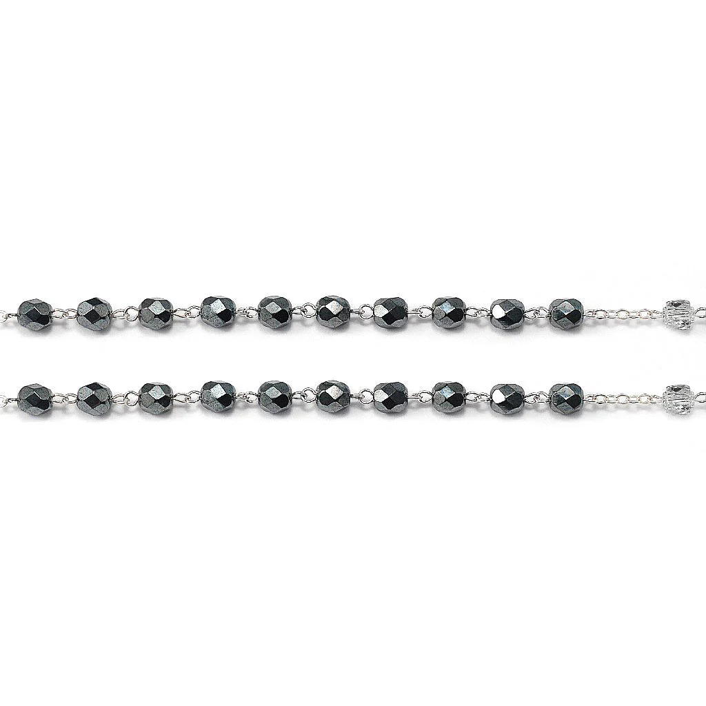 The Sistine Chapel Rosary in Silver with Black Crystal Beads - Image 6